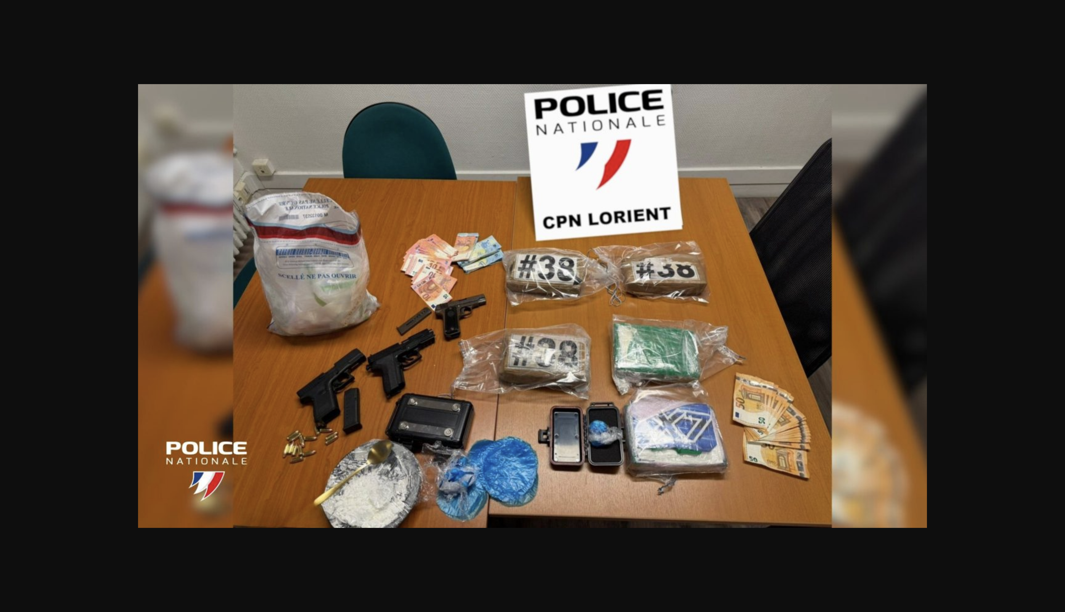 Las autoridades confiscan armas y estupefacientes en Lorient, Nantes y París.